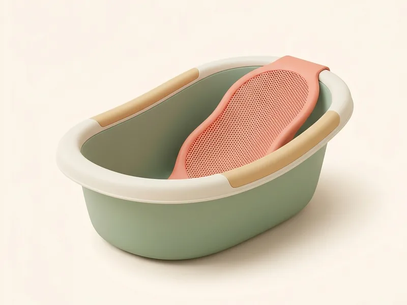 Infant Bath Tub — A tub or mesh support that holds a newborn at an angle