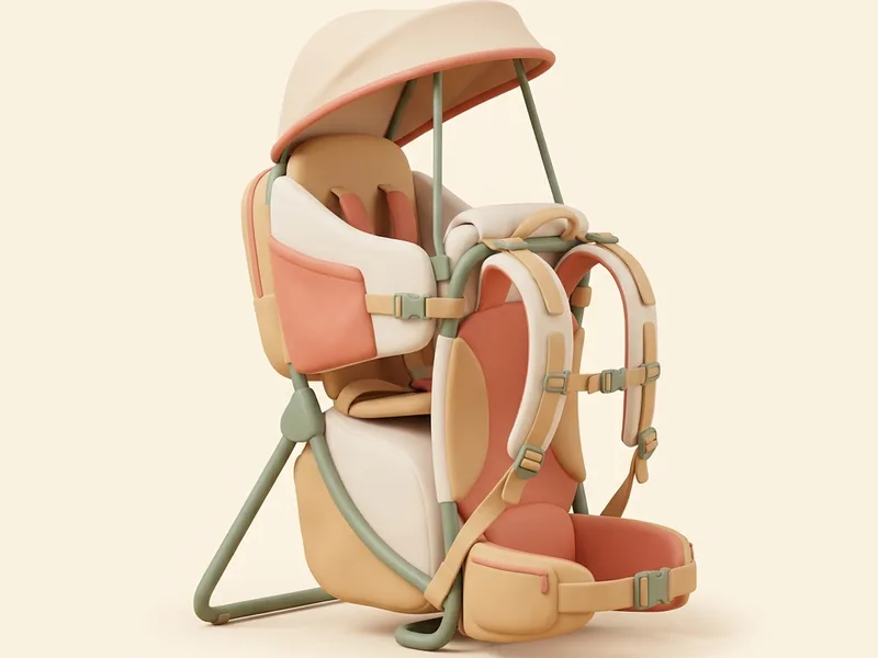 Framed Hiking Carrier — A backpack with a seat and sunshade